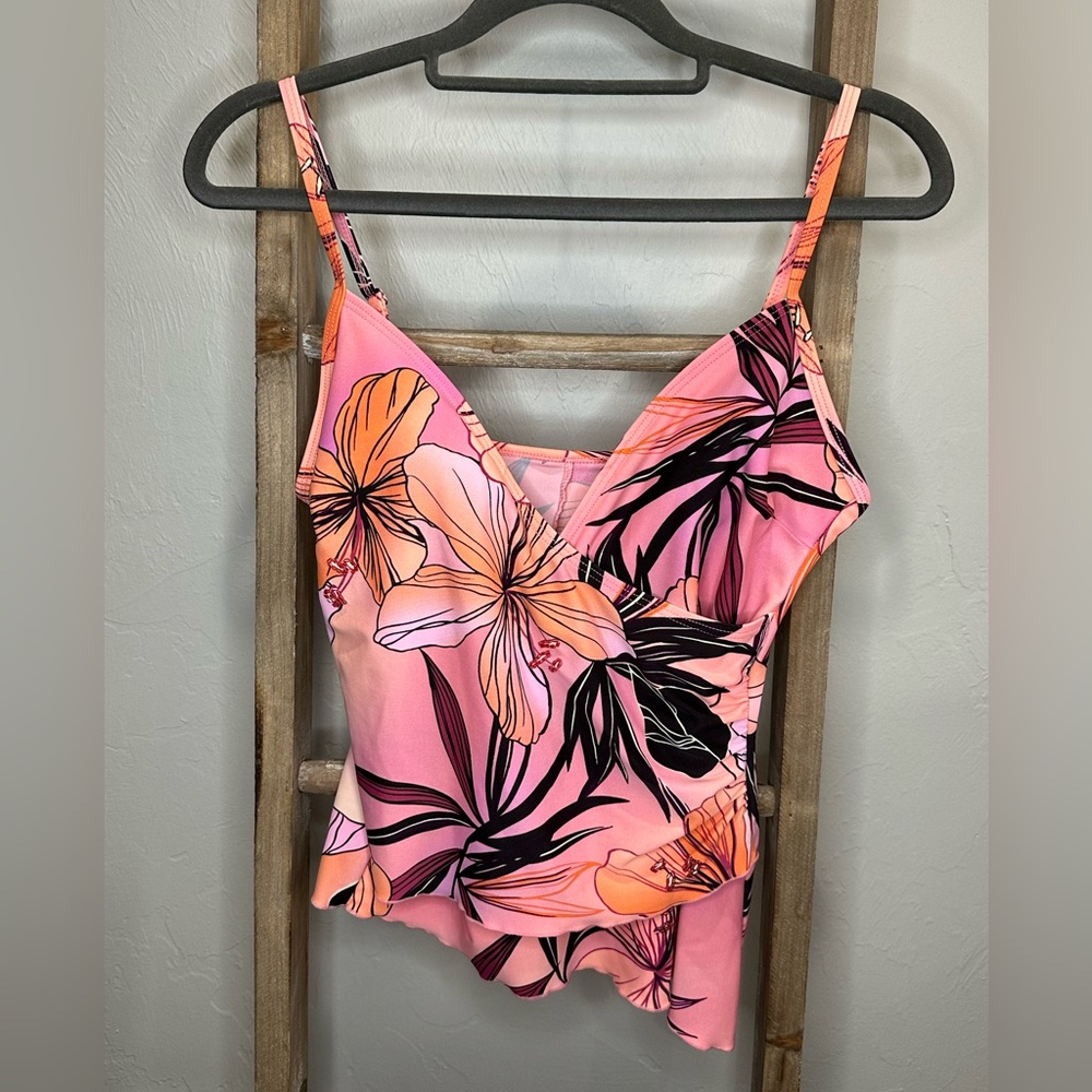 Christina Tankini Top Floral Hibiscus Size 8